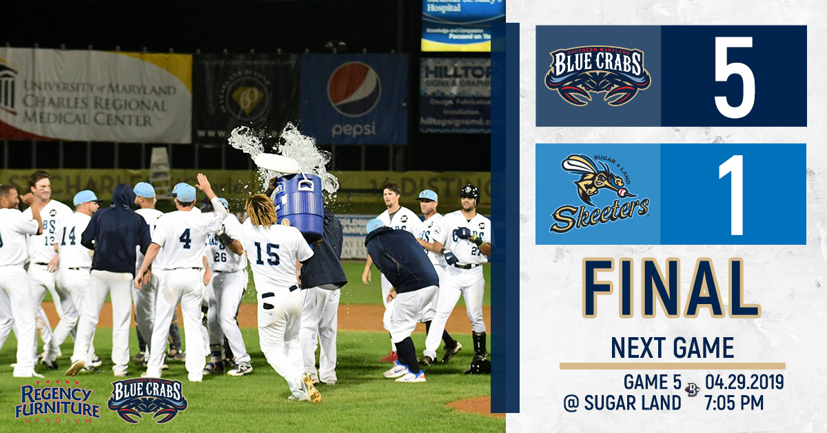 Southern Maryland Strikes Back With a 5-1 Win Over Sugar Land
